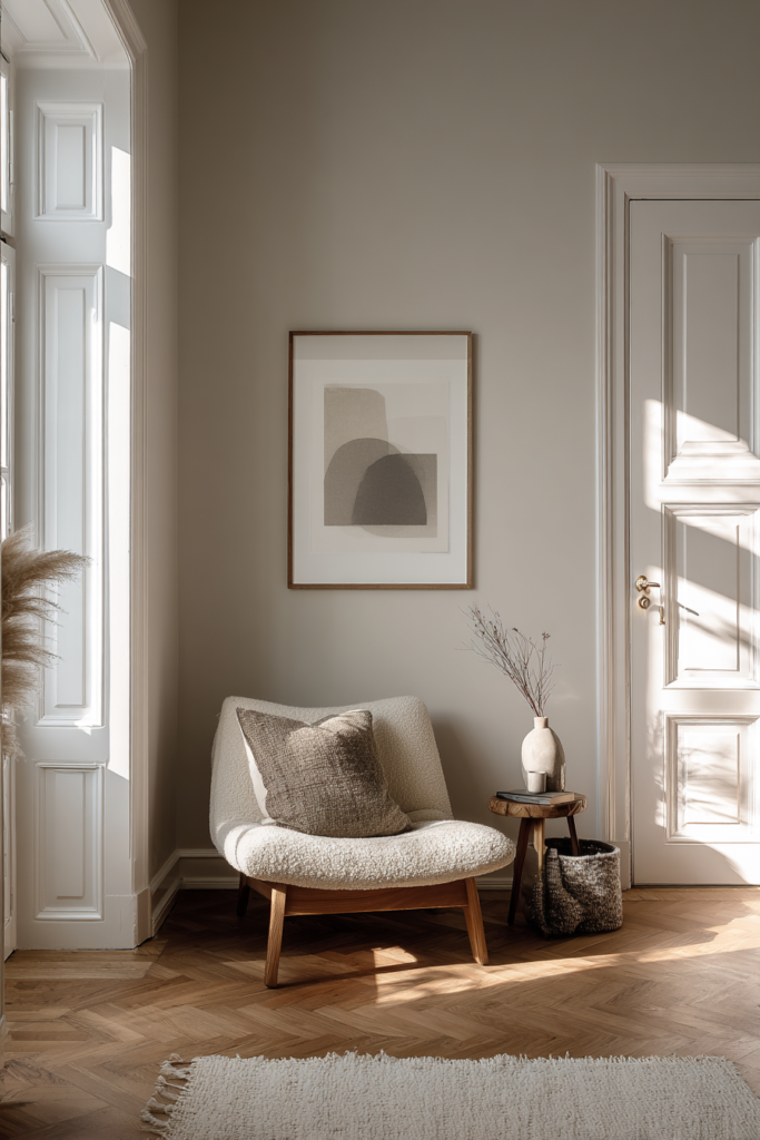 A blank wall transformed into a visual focal point with a single printable wall art piece.