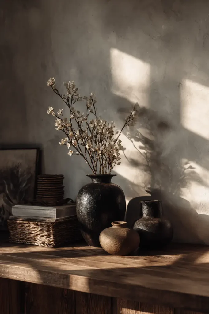 A farmhouse wall styled to create an emotional, comforting feeling rather than just visual decoration.