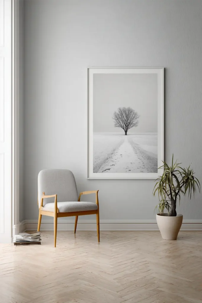 A minimalist wall art scene that invites reflection and calm through simplicity.