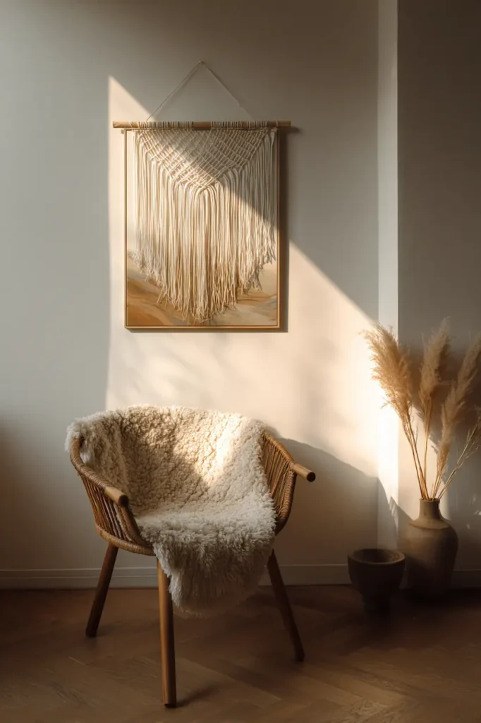 A wall where the size of the artwork defines the emotional mood of the space.
