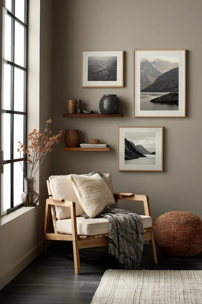 An unframed home-printed artwork displayed simply on a wall, creating a relaxed and authentic look.
