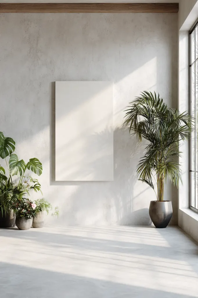 Wall art displayed with generous empty space, creating a calm and curated feeling.