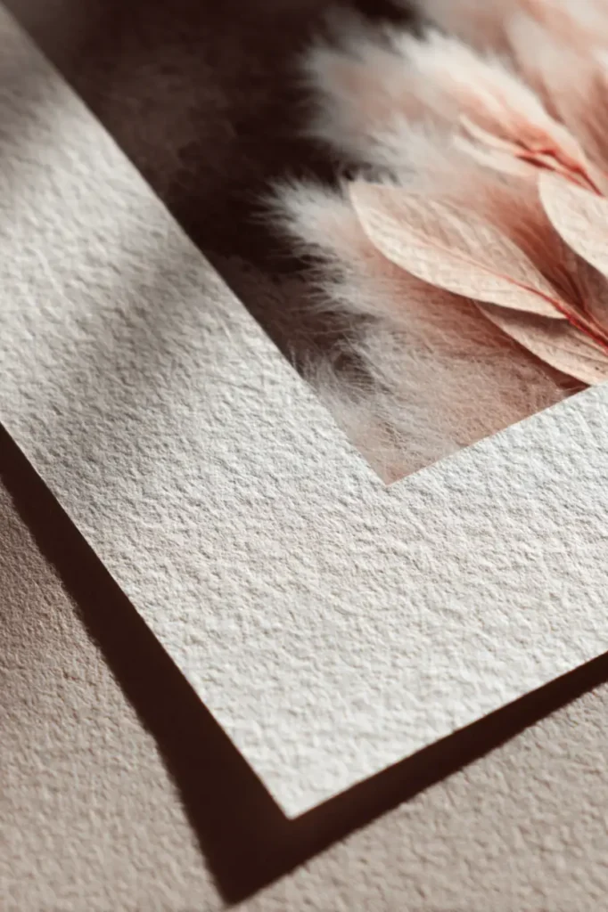 A close-up of a wall art print showing textured matte paper and soft ink details in natural light.