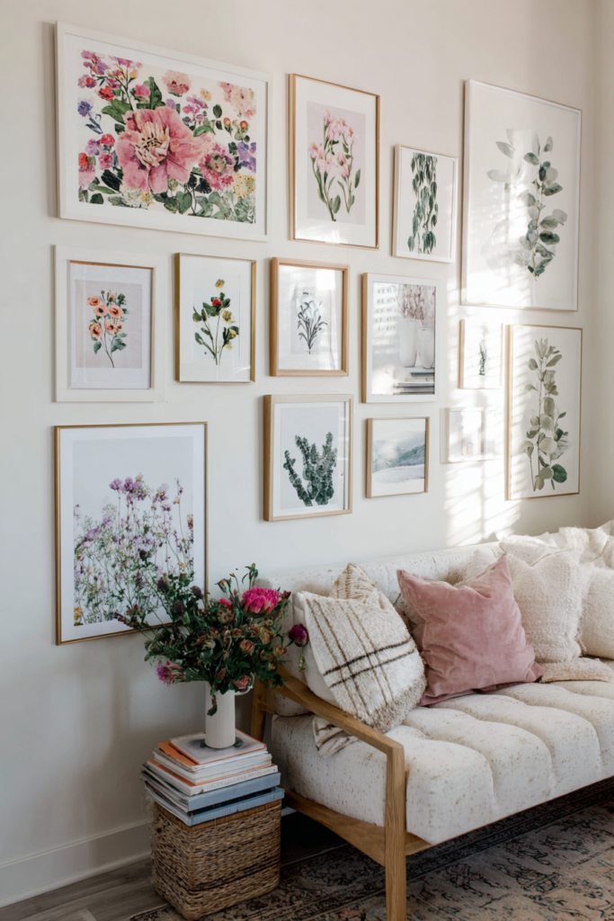 The most successful printable art walls feel intentional, not filled