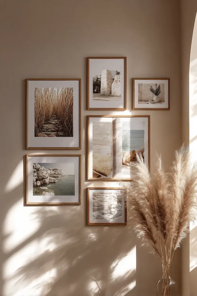 A gallery wall where different poster sizes feel curated and balanced.