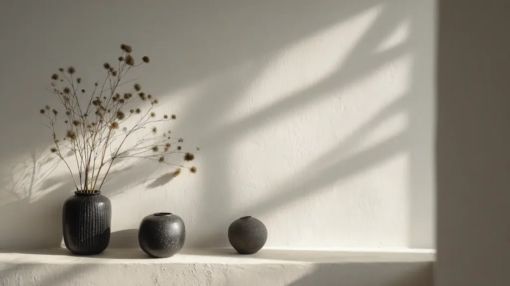A calm interior where a once blank wall becomes a subtle focal point through minimalist wall decor and soft natural light.