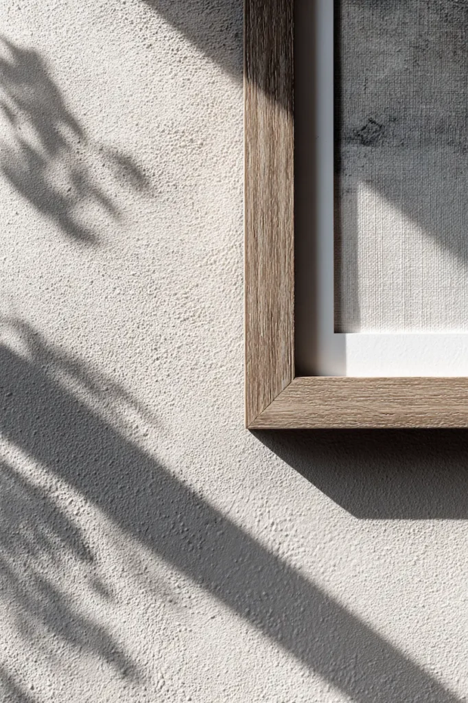 Printable wall art blending seamlessly with the wall color and natural light.