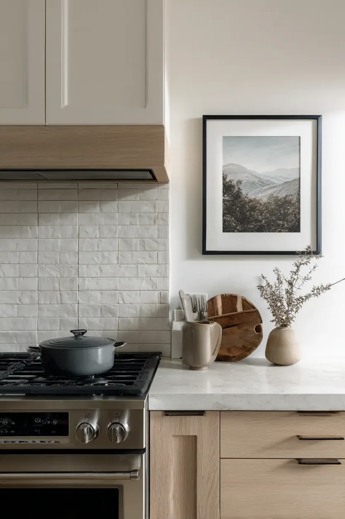 kitchen wall decor above the stove with heat-safe metal art