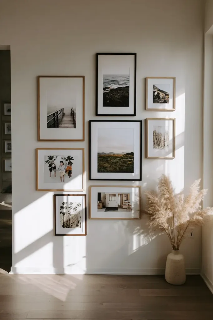 A modern family wall gallery designed to evolve naturally over time.