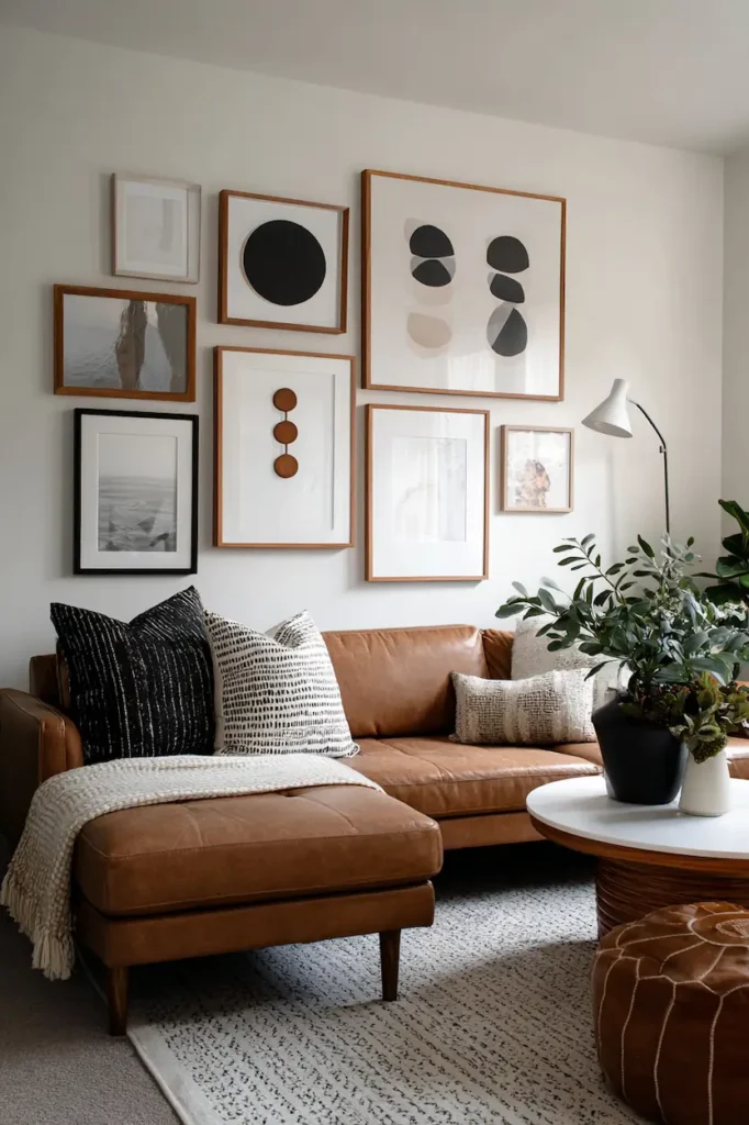 Organic asymmetrical gallery wall composition