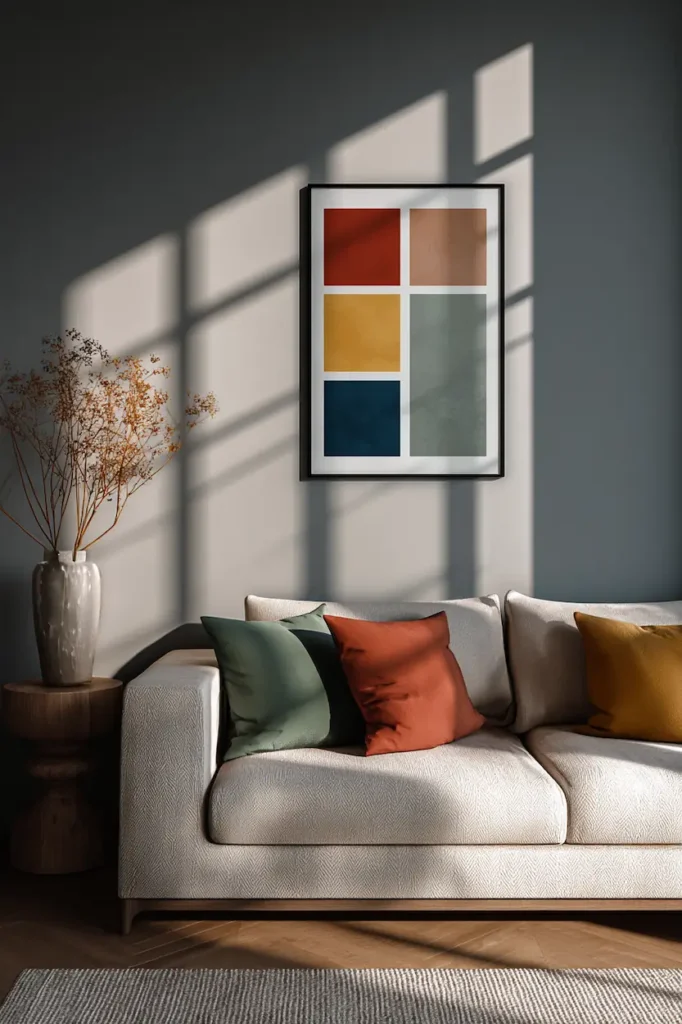 Printable wall art displayed on premium matte paper, showing how the best paper choice enhances color depth, texture, and visual balance in a modern interior.