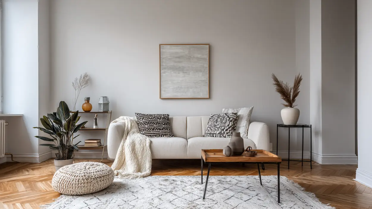 Decorating a blank wall on a budget with simple visual choices that transform space, light, and balance without expensive art.