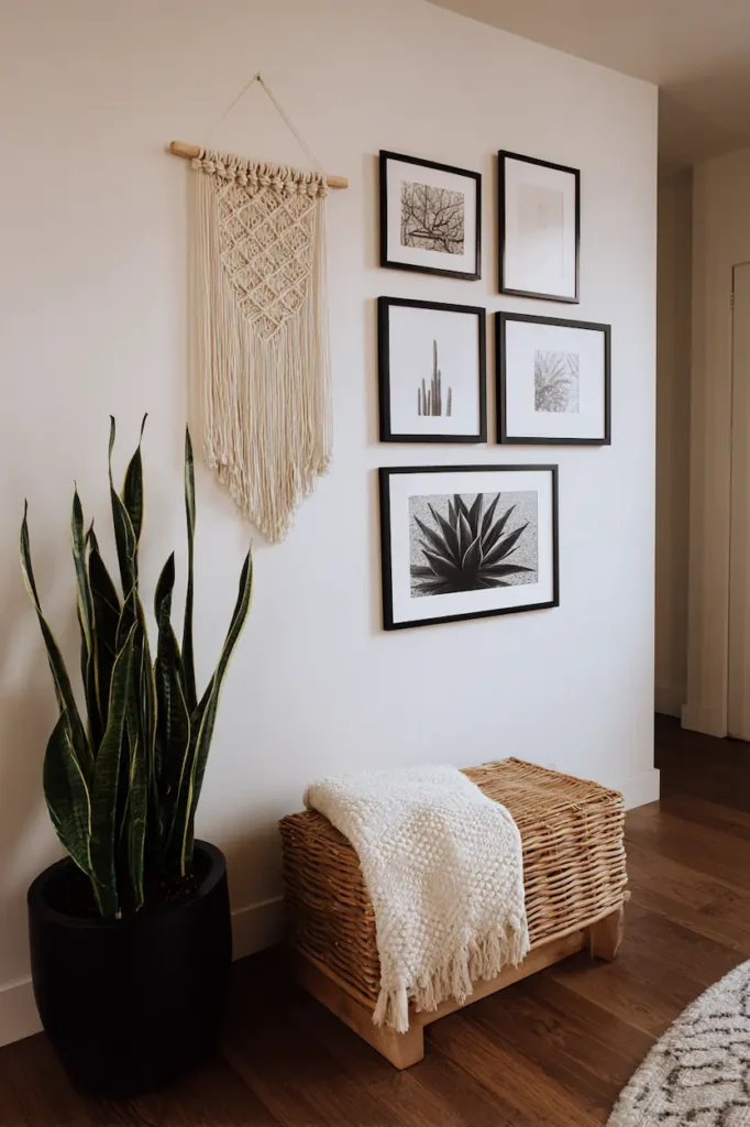 Decorating a blank wall on a budget with minimal affordable wall decor