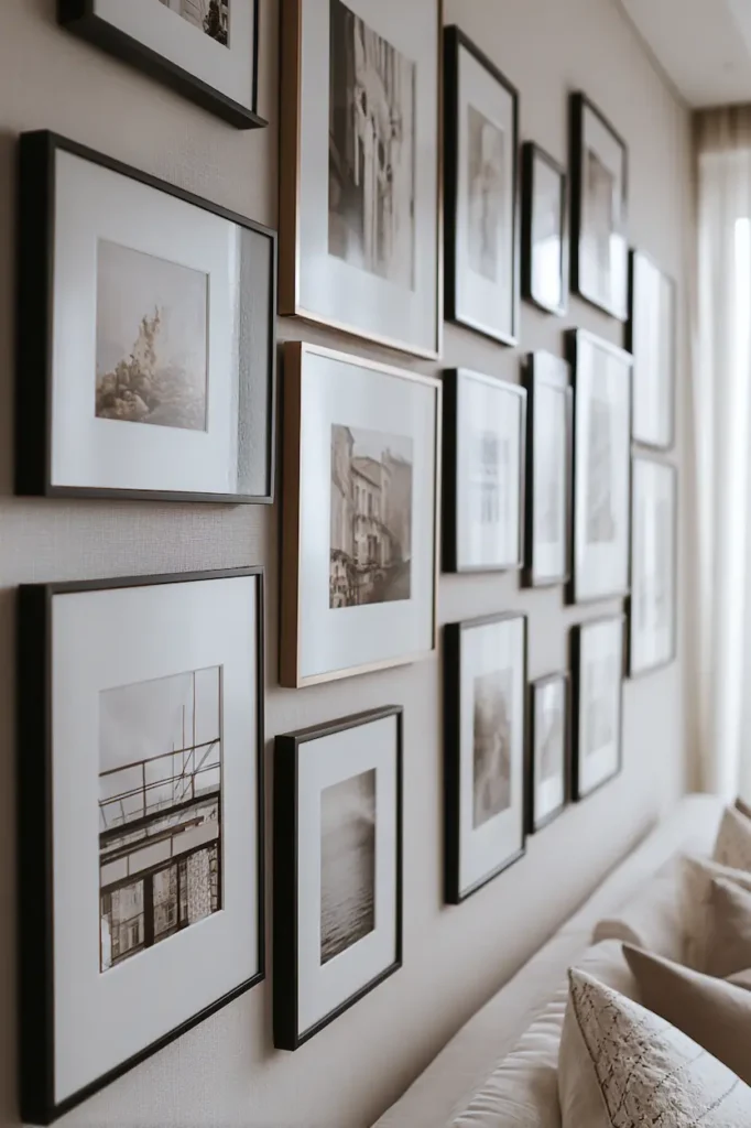 Gallery wall spacing rules creating a calm and cohesive wall composition
