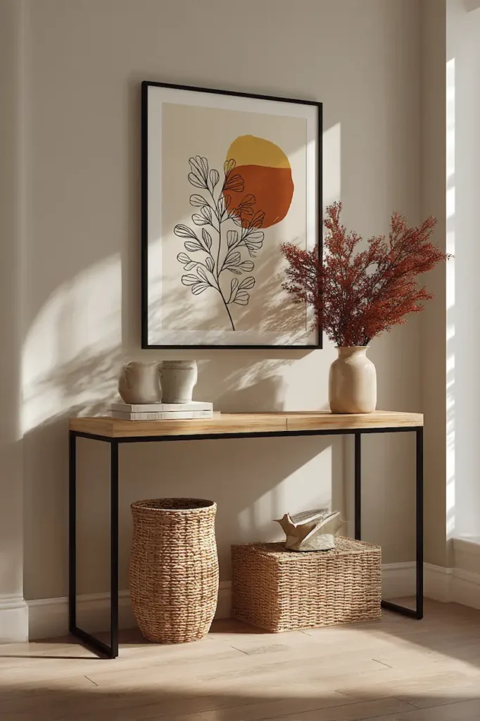 Medium poster sizes for frames creating balance above furniture