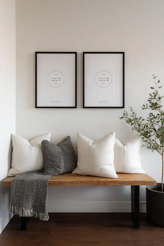Anniversary wall art showcasing important dates in a minimalist and modern interior.