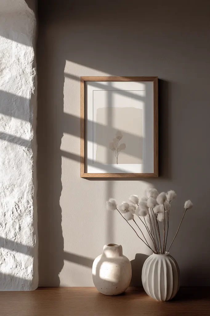 Minimalist printable wall art creating a calm and confident focal point in a modern interior.