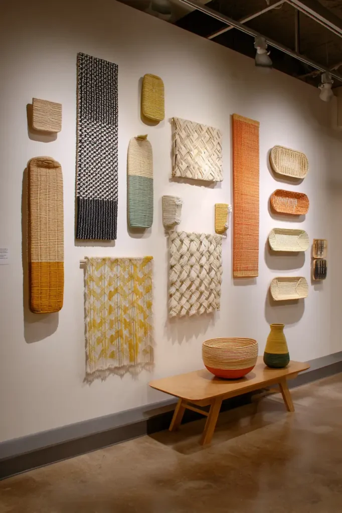Textile wall decor idea for decorating a blank wall on a budget