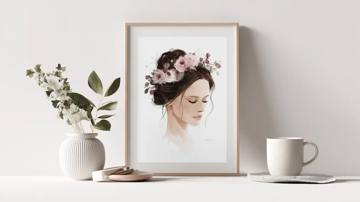 A softly lit interior wall featuring personalized printable art that feels calm, intentional, and deeply personal.